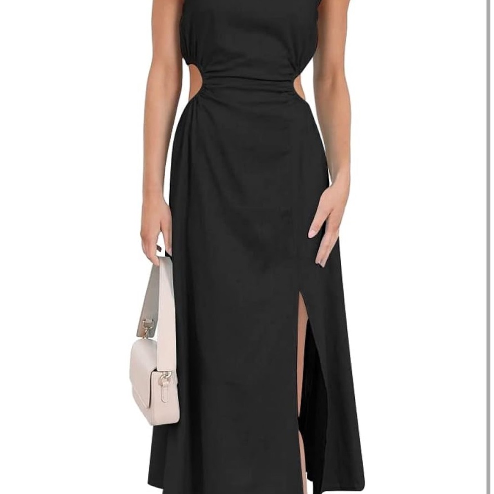 Black Sleeveless Sheath Midi Dress